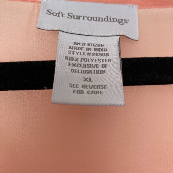 SOFT SURROUNDINGS Coral Pink Ombre V-Neck Long Sleeve Embellished Cuff X-Large - Picture 4 of 8